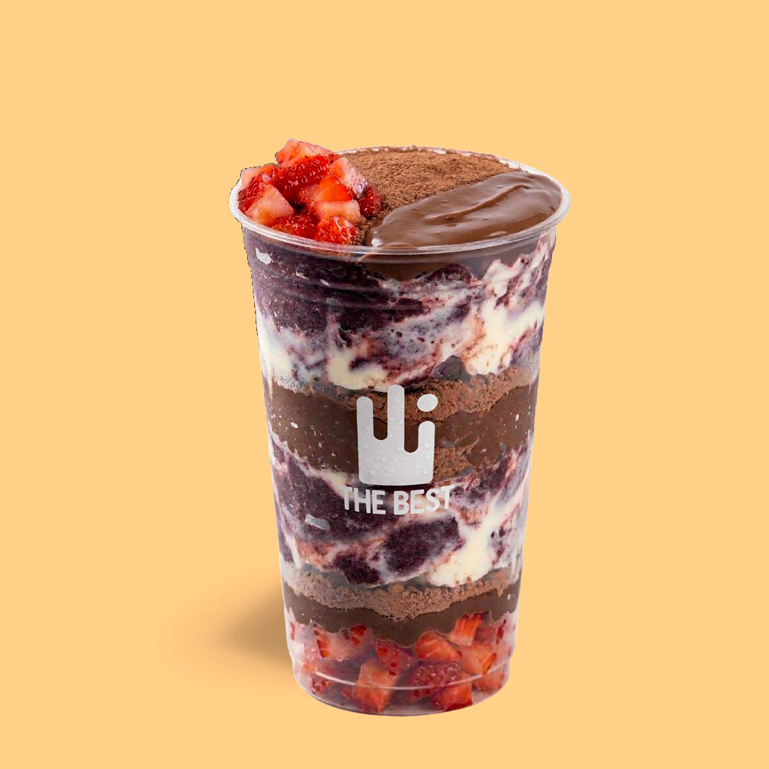 1 Copo 500 ml (Açaí Ninho C/ Avelã + Creme de Avelã + Ovomaltine + Morango)